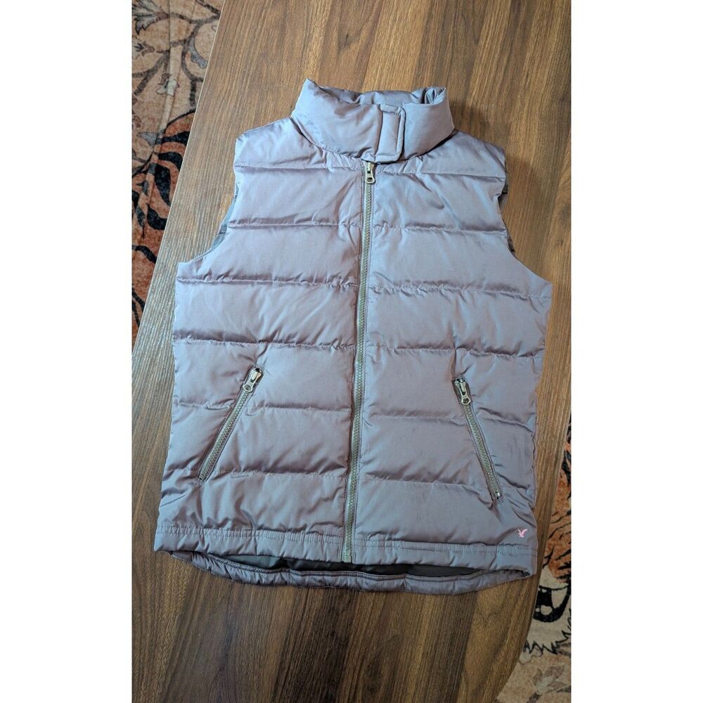 American Eagle Women’s Small Mauve Quilted Puffer Vest Full Zip AEO